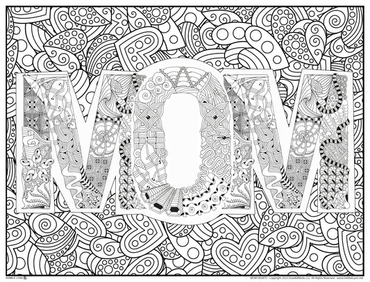 Mom Hearts Personalized Giant Coloring Poster 46"x60"