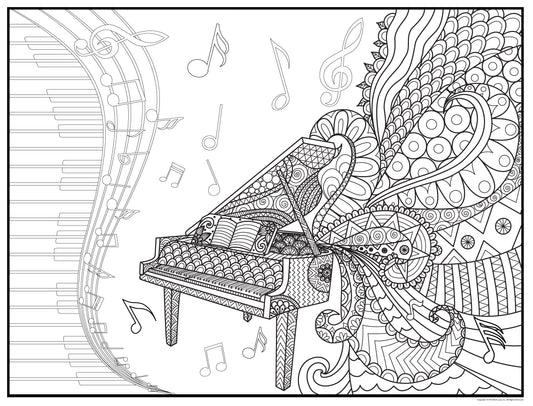Music Piano Personalized Giant Coloring Poster 46"x60"