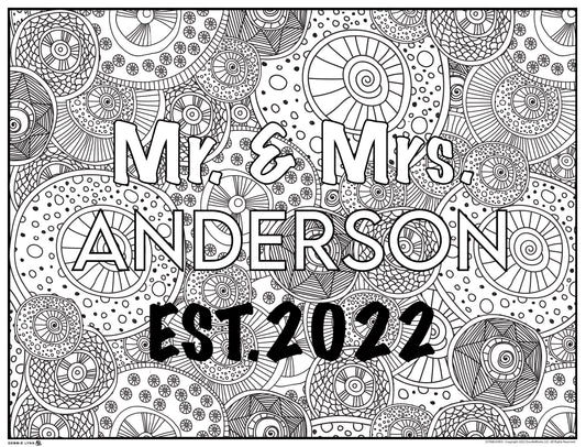 MR & MRS Wedding Doodles POSTER SUPER HUGE 46" x 60"