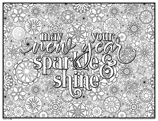 New Year Sparkle Jumbo Coloring Poster 46x60"