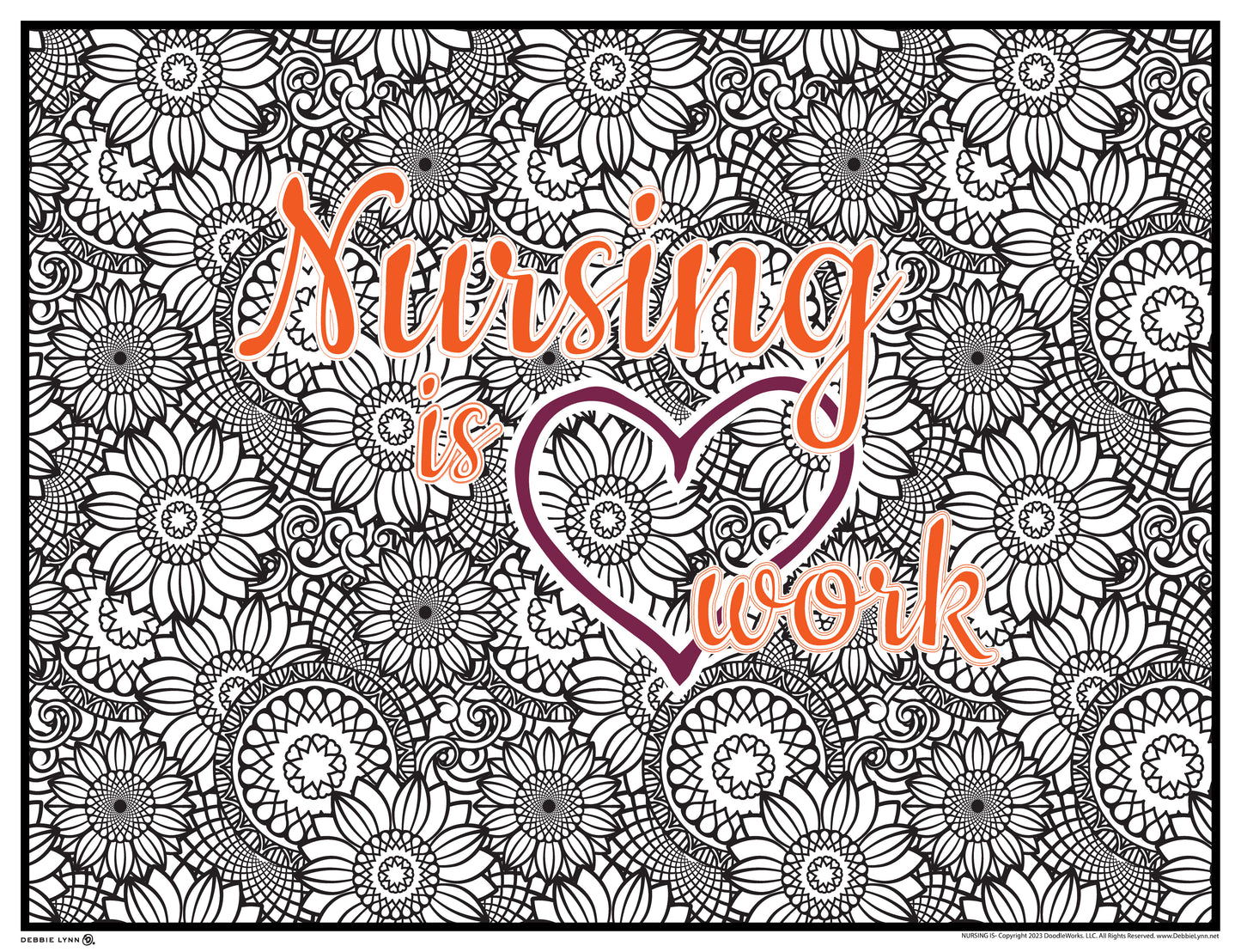 Nursing is Heart Work Personalized Giant Coloring Poster 46" x 60"