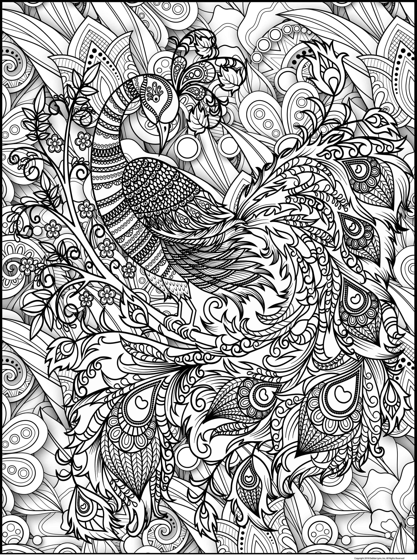 Peacock Personalized Giant Coloring Poster 46"x60"