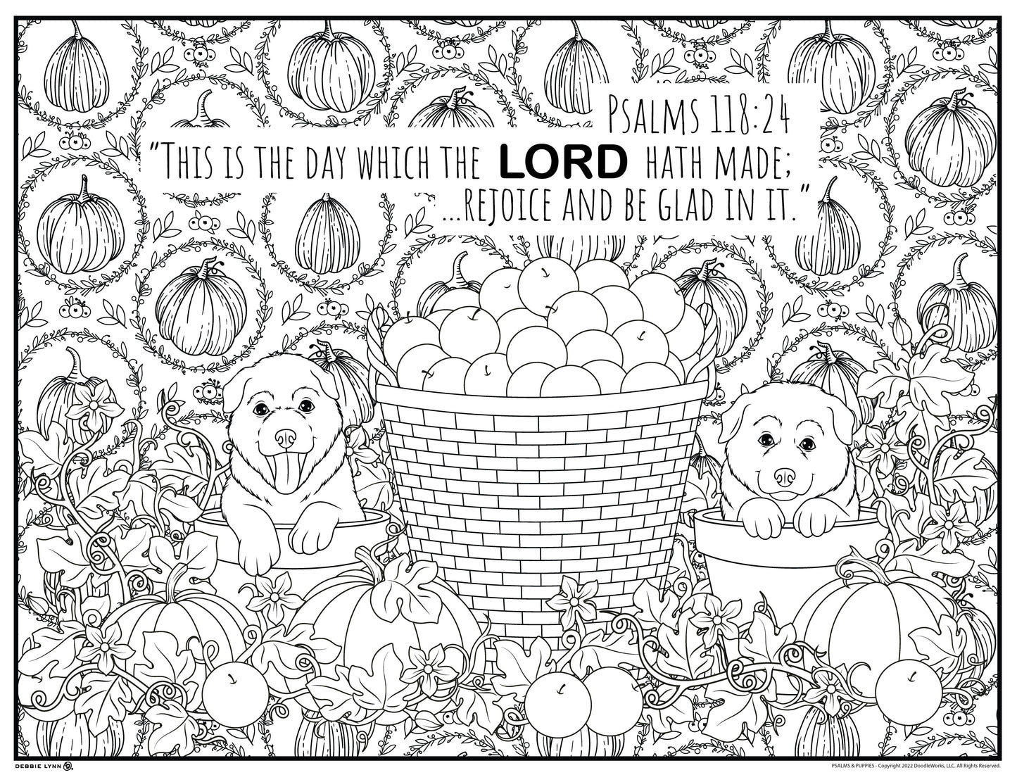 Psalms Puppies Personalized Giant Coloring Poster 46"x60"