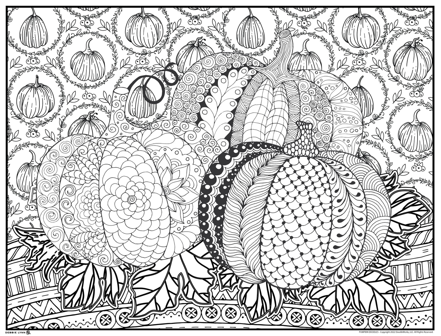 Pumpkin Doodles Personalized Giant Coloring Poster 46"x60"