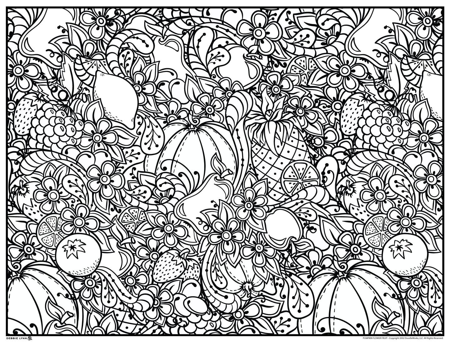 Pumpkin Flower Fruit Personalized Giant Coloring Poster 46"x60"