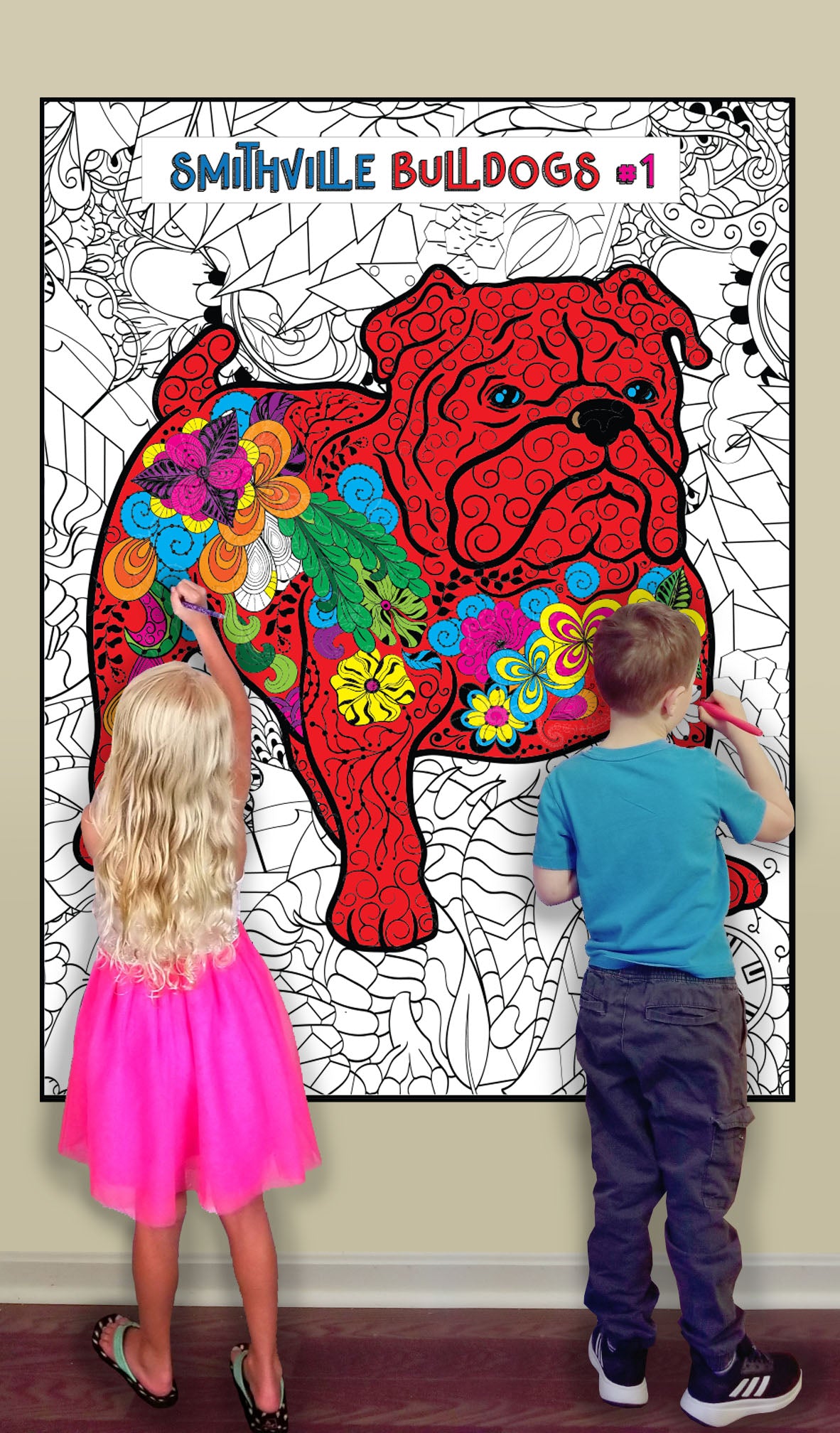 Bulldog Personalized Giant Coloring Poster 46"x60"