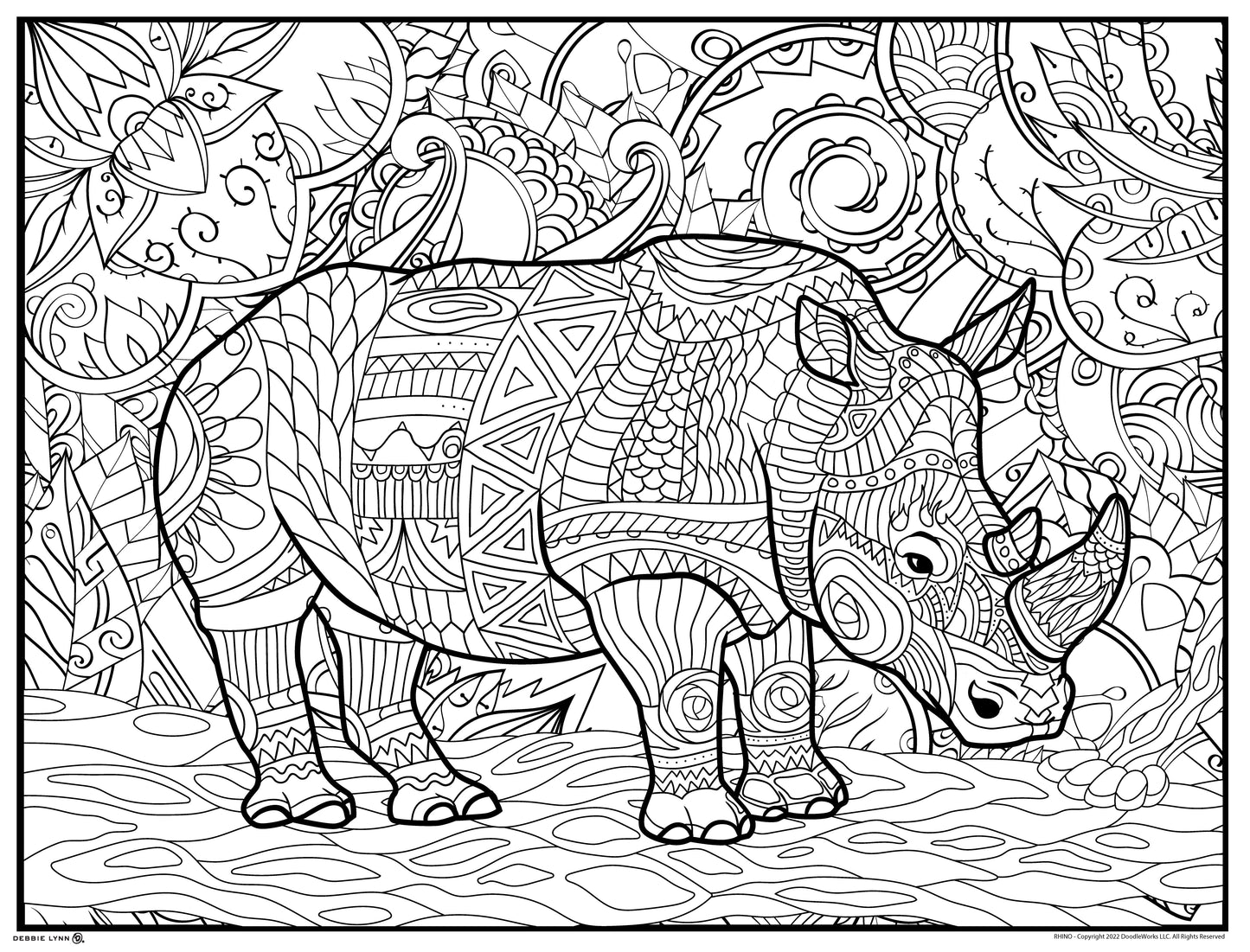 Rhino Personalized Giant Coloring Poster 46"x60"