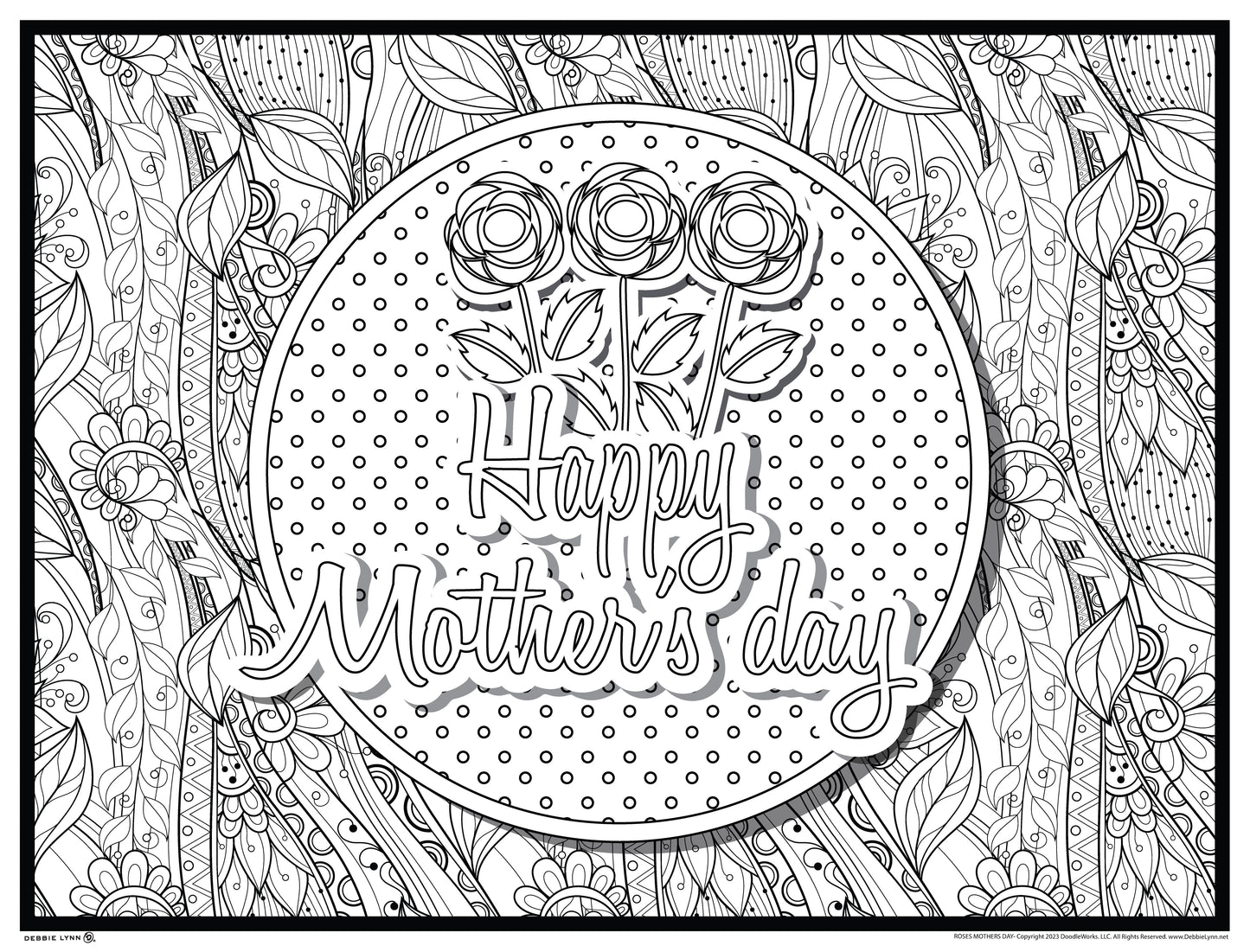 Roses for Mom Mothers Day Personalized Giant Coloring Poster 46"x60"
