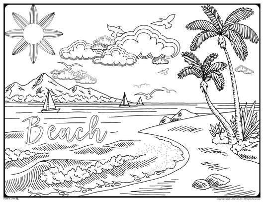 Sailboat Beach Personalized Giant Coloring Poster 46"x60"
