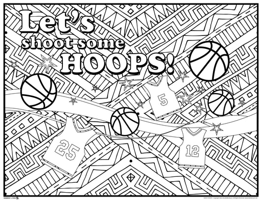 Shoot Hoops Personalized Giant Coloring Poster 46"x60"