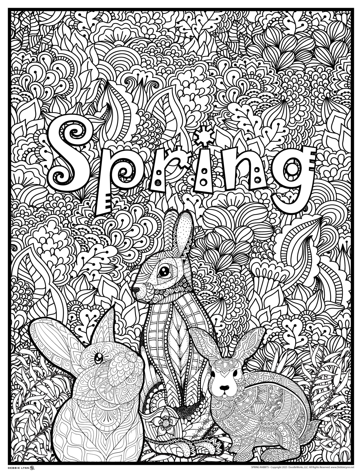 Spring Rabbits Giant Coloring Poster 46"x60"