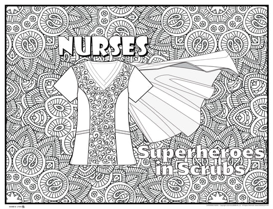 Superhero Nurses Giant Coloring Poster 46x60"