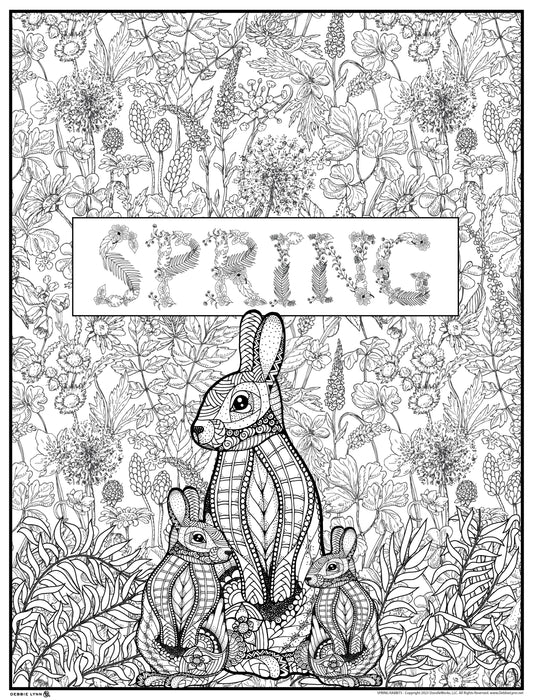 Spring Rabbits Personalized Giant Coloring Poster 46"x60"