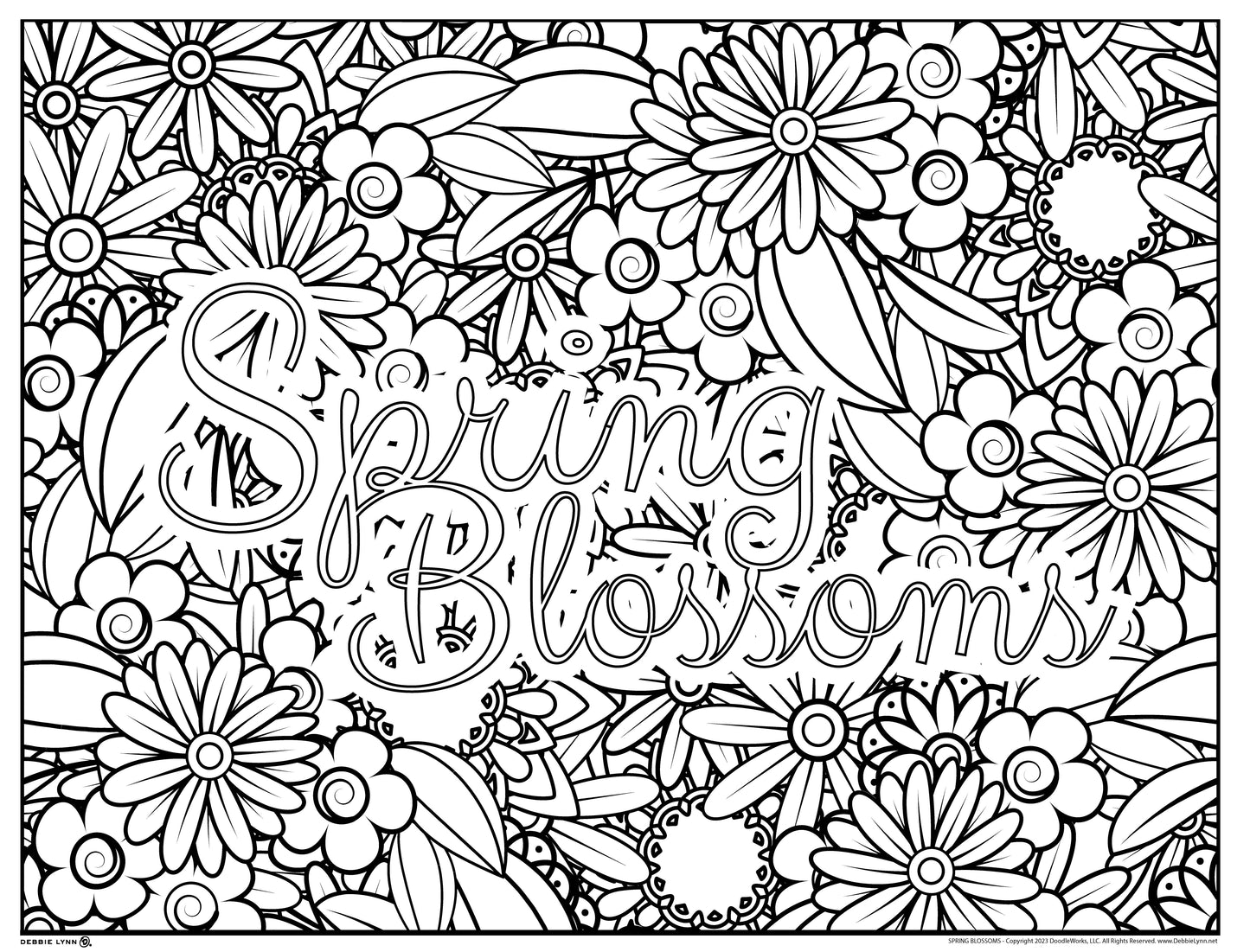 Spring Blossoms Personalized Giant Coloring Poster 46"x60"
