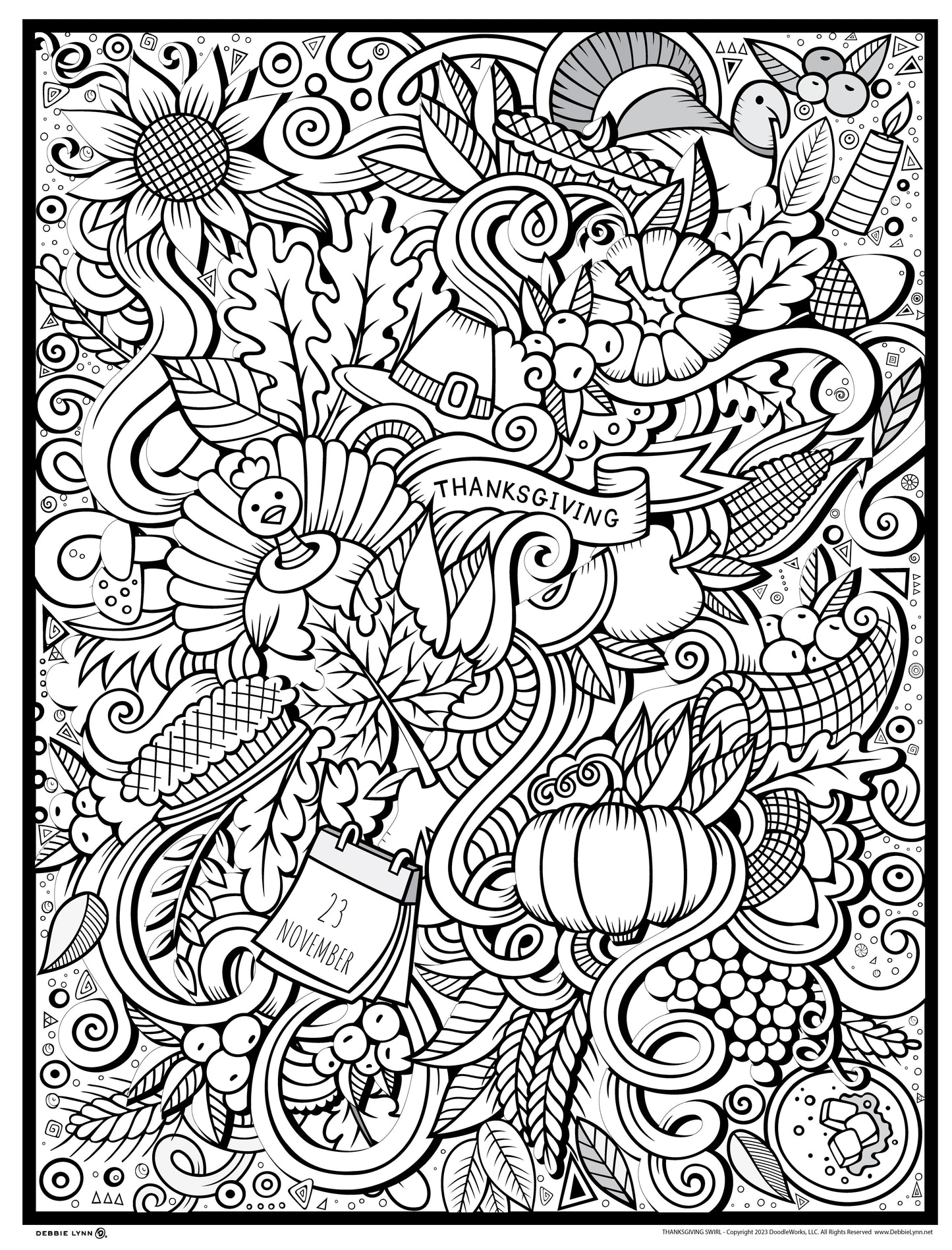 Thanksgiving Swirl Personalized Giant Coloring Poster 46"x60"