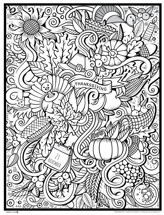 Thanksgiving Swirl Personalized Giant Coloring Poster 46"x60"
