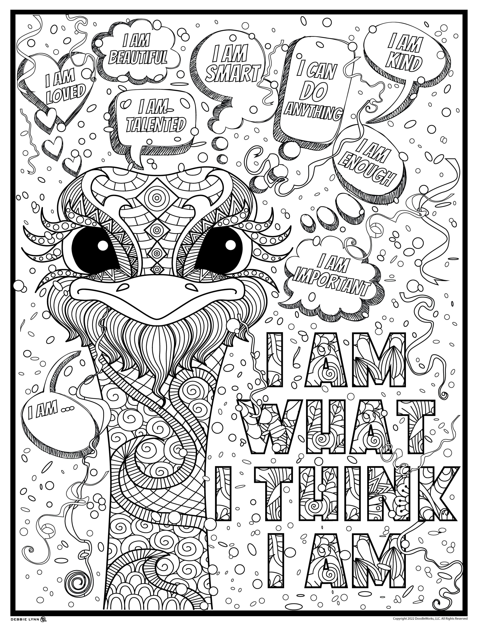 I Am What I Think About Personalized Giant Coloring Poster 48x63