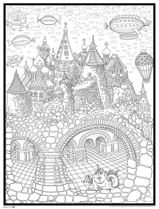 Tiny Dragon Castle Personalized Giant Coloring Poster 46"x60"
