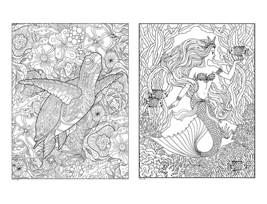 Turtle & Mermaid 2in1 Combo Giant Coloring Poster