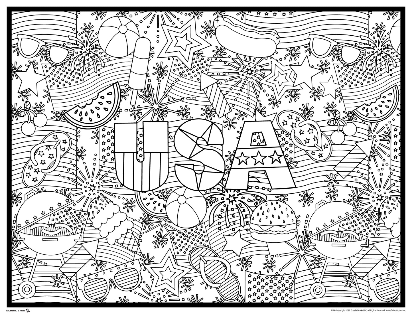 USA Icons Personalized Giant Coloring Poster 46"x60"