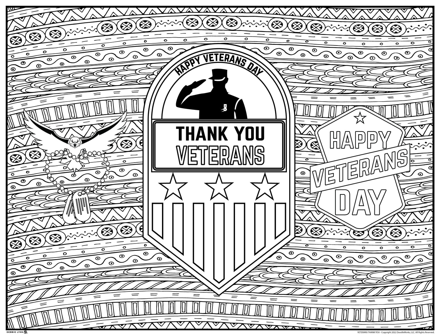 Veterans Thank You Personalized Giant Coloring Poster 46"x60"