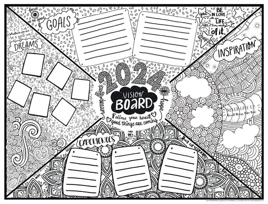 2024 Vision Board Personalized Giant Coloring Poster 46"x60"