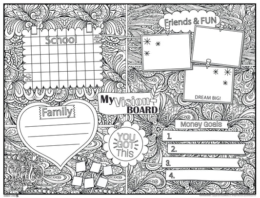 Teen Vision Board Personalized Giant Coloring Poster 46"x60"