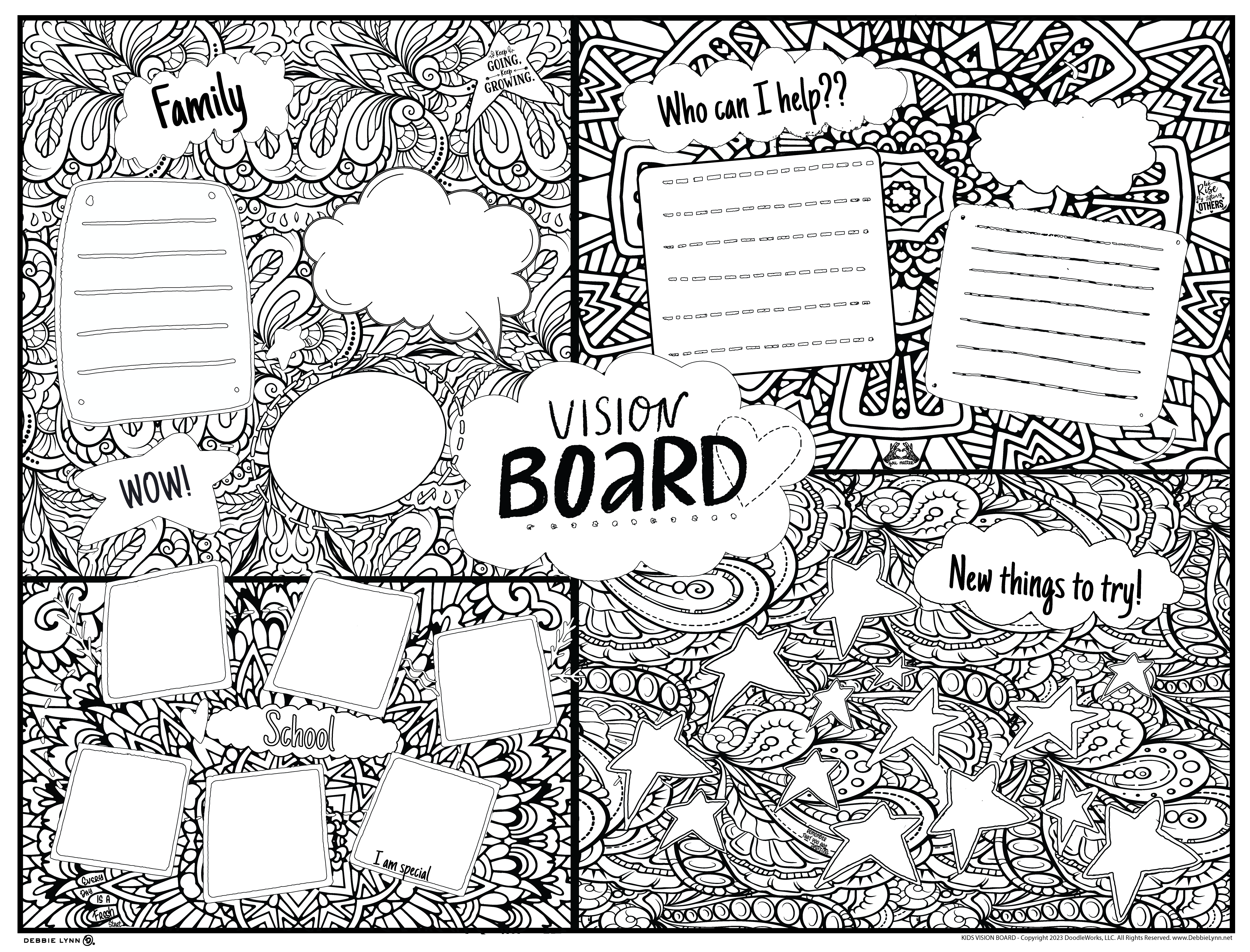 Kids Vision Board Personalized Giant Coloring Poster 46