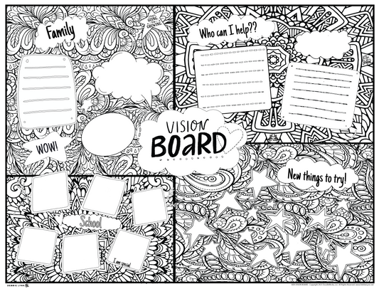 Kids Vision Board Personalized Giant Coloring Poster 46"x60"