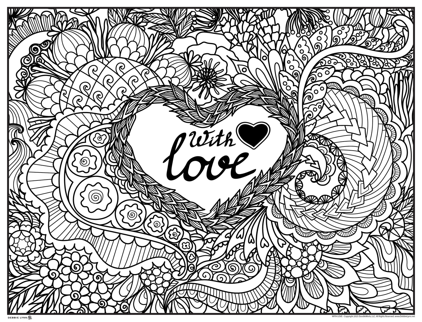 With Love Valentines Day Personalized Giant Coloring Poster 46"x60"