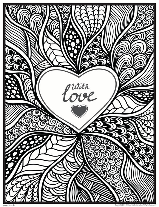 With Love Valentines Day Personalized Giant Coloring Poster 46"x60"