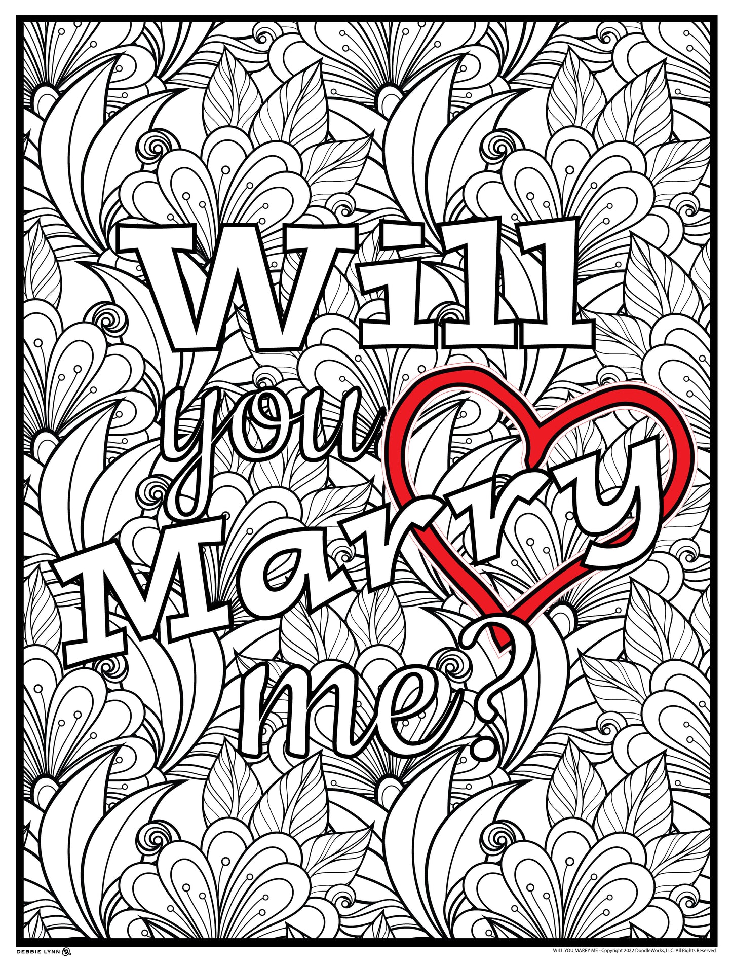 Will Your Marry Me? Personalized Giant Coloring Poster 46" x 60"