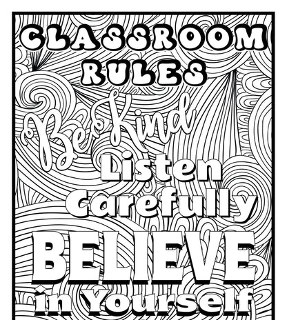 Classroom Rules Coloring Banner Poster 24x72"