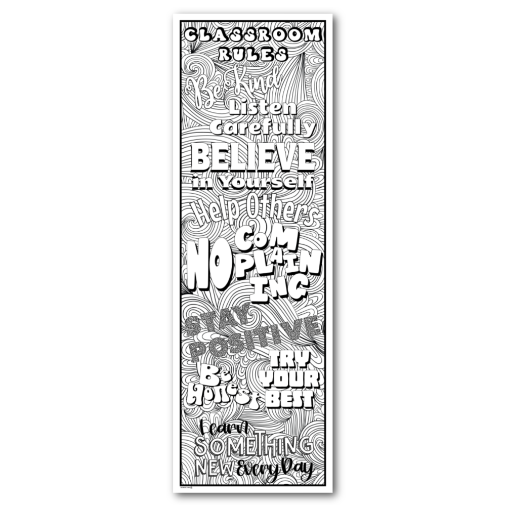 Classroom Rules Coloring Banner Poster 24x72"