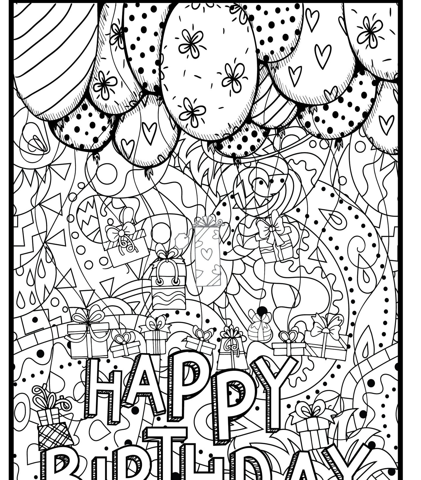 Happy Birthday Coloring Banner Poster 24x72