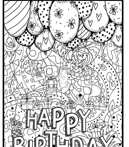 Happy Birthday Coloring Banner Poster 24x72