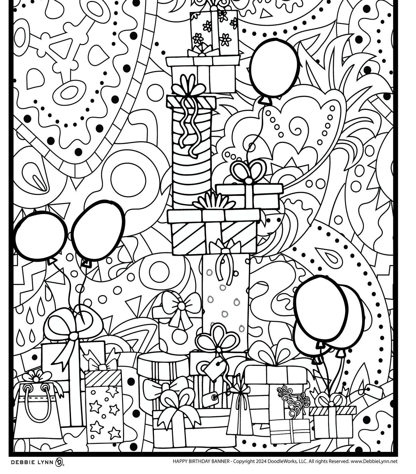 Happy Birthday Coloring Banner Poster 24x72