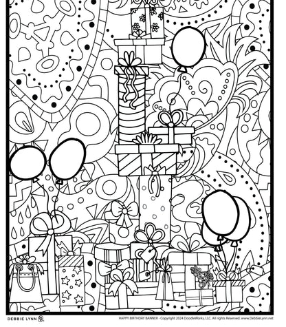 Happy Birthday Coloring Banner Poster 24x72