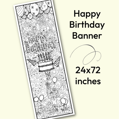 Happy Birthday Coloring Banner Poster 24x72