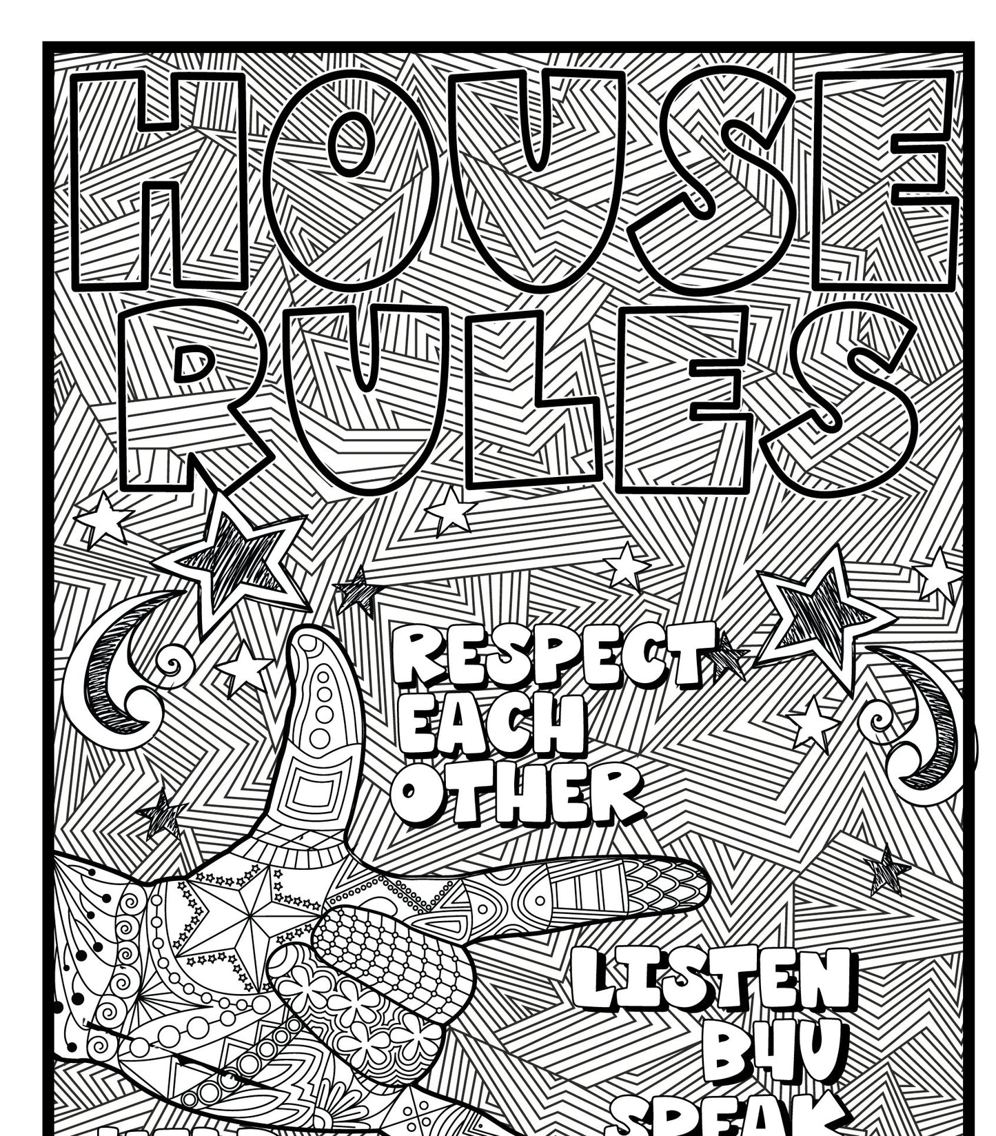 House Rules Coloring Banner Poster 24x72