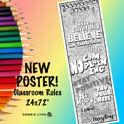 Classroom Rules Coloring Banner Poster 24x72"