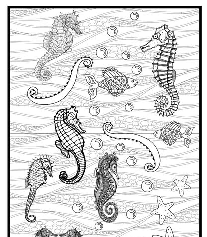 Sea Horse Giant Coloring Banner Poster 24x72"