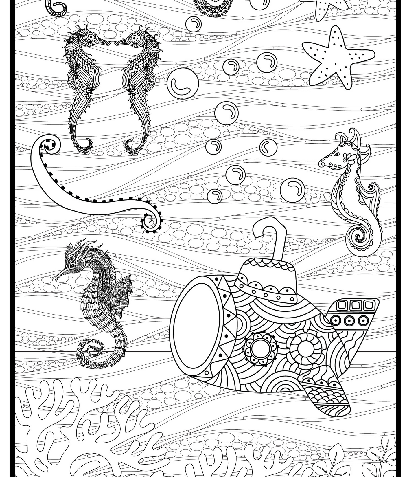 Sea Horse Giant Coloring Banner Poster 24x72"