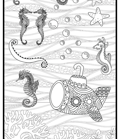 Sea Horse Giant Coloring Banner Poster 24x72"