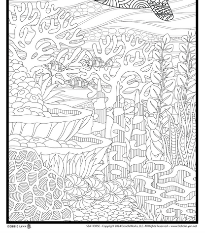 Sea Horse Giant Coloring Banner Poster 24x72"