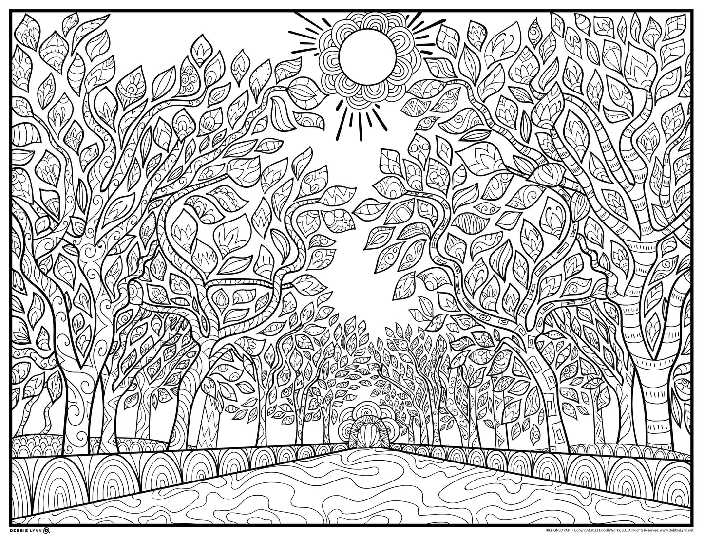 Tree Lined Path Personalized Giant Coloring Poster 46"x60"